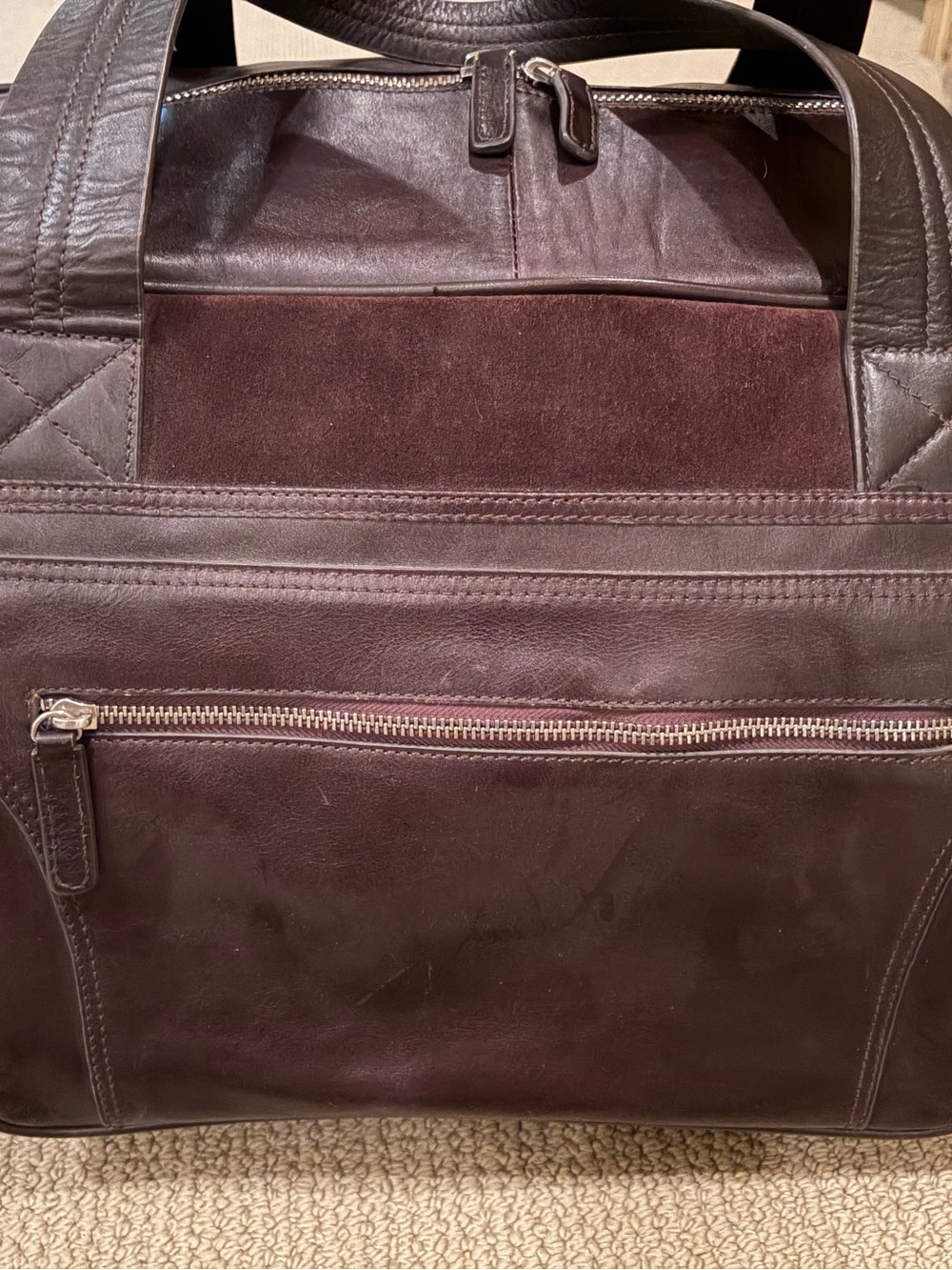 Fossil Brown Leather and Suede Weekender Bag - Picture 2 of 11
